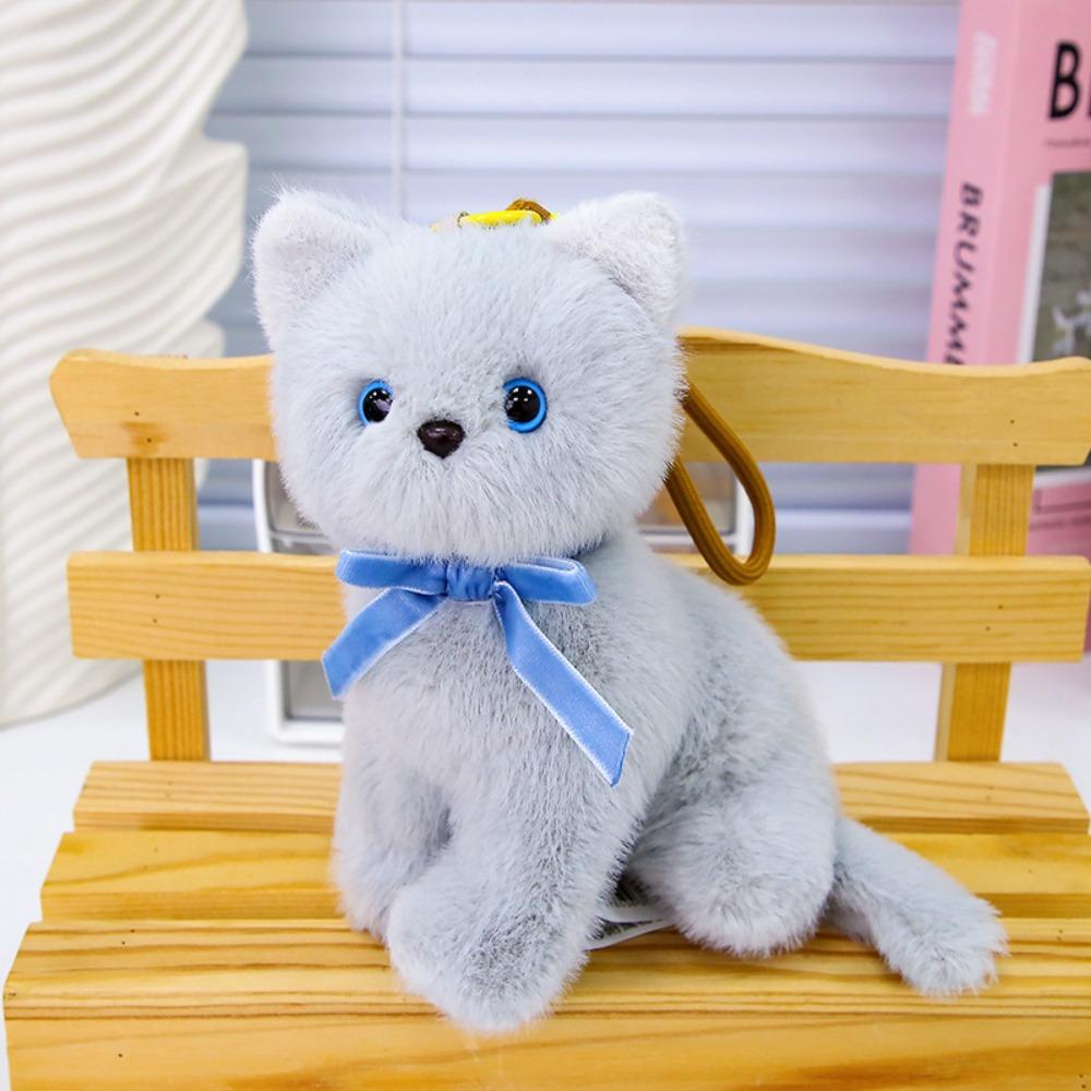 PP Cotton Small Cat Plush Keychain Lifelike Simulated Cat Plush Doll Cat Plush Bag Pendant  Friend