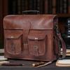 Handgefertigte Vintage Leder Umhängetasche – Echte Ziegenleder Crossbody Laptoptasche für Männer & Frauen | Rustikale Braune Aktentasche