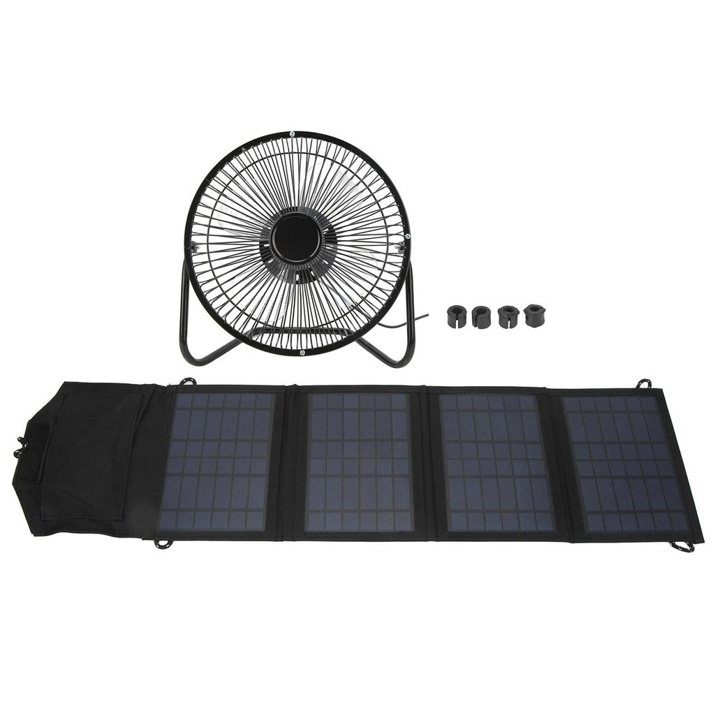 Portable Solar Panel Powered Fan 14W 8 Inch Dual USB Charging Phone Fan for Outdoor Picnic
