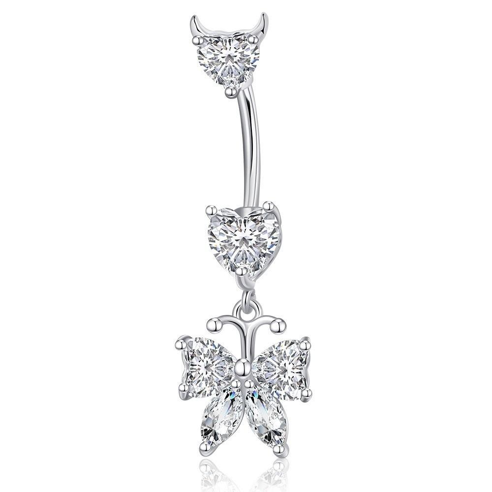 Elegant Navel Piercing Rings Zircon Belly Clicked Piercing Butterfly Belly Button Rings Daily