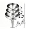 ABKP-For Liquid& Dry Food Compatible 3-Pack Stainless Steel Kitchen Funnel Set With 2 Removable Strainers, Plus Cleaning Brush