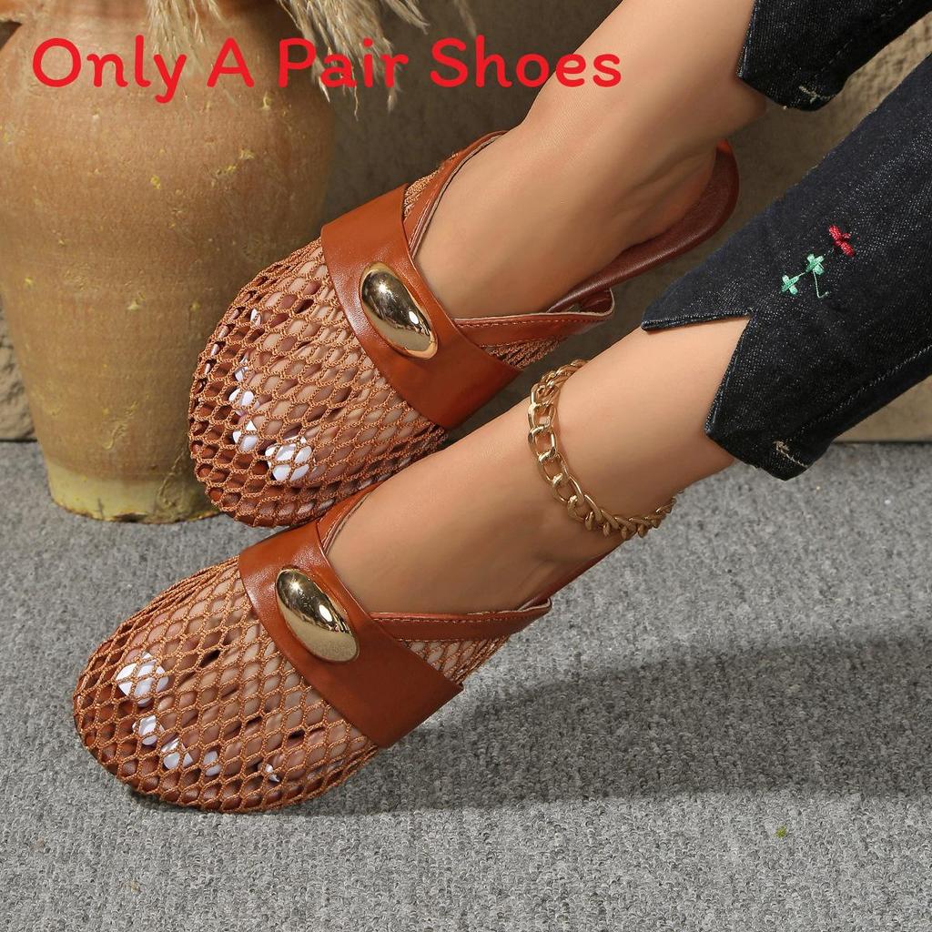 Flat Canvas Slide Sandals With Metal Accents For Adult Casual Summer Wear