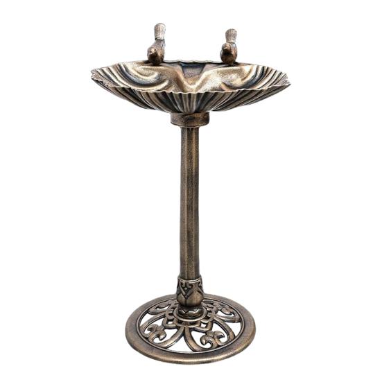Pedestal Bird Bath Copper Resin Birdbaths Weather Resistant Floral Accents бронзовый