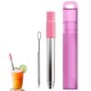 Telescopic Reusable Straw 304 Stainless Steel Metal Straw With Cleaning Brush Portable Drinking Straw Set For Travel With Case