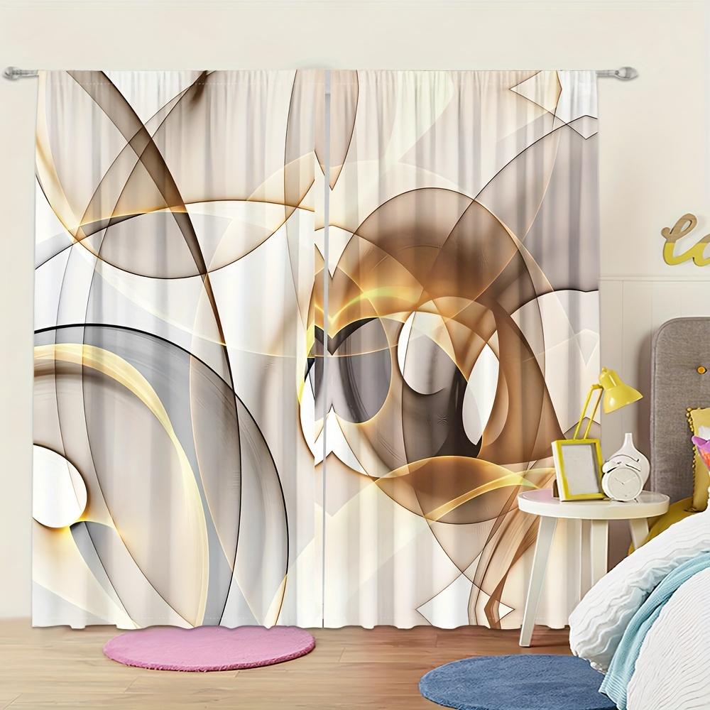 2 szt. Abstrakcyjny Geometryczny Nadruk Artystyczny Zasłony z Kieszeniami na Karnisz Drukowane Cyfrowo Zasłony do Salonu Sypialni Gabinetu Jadalni