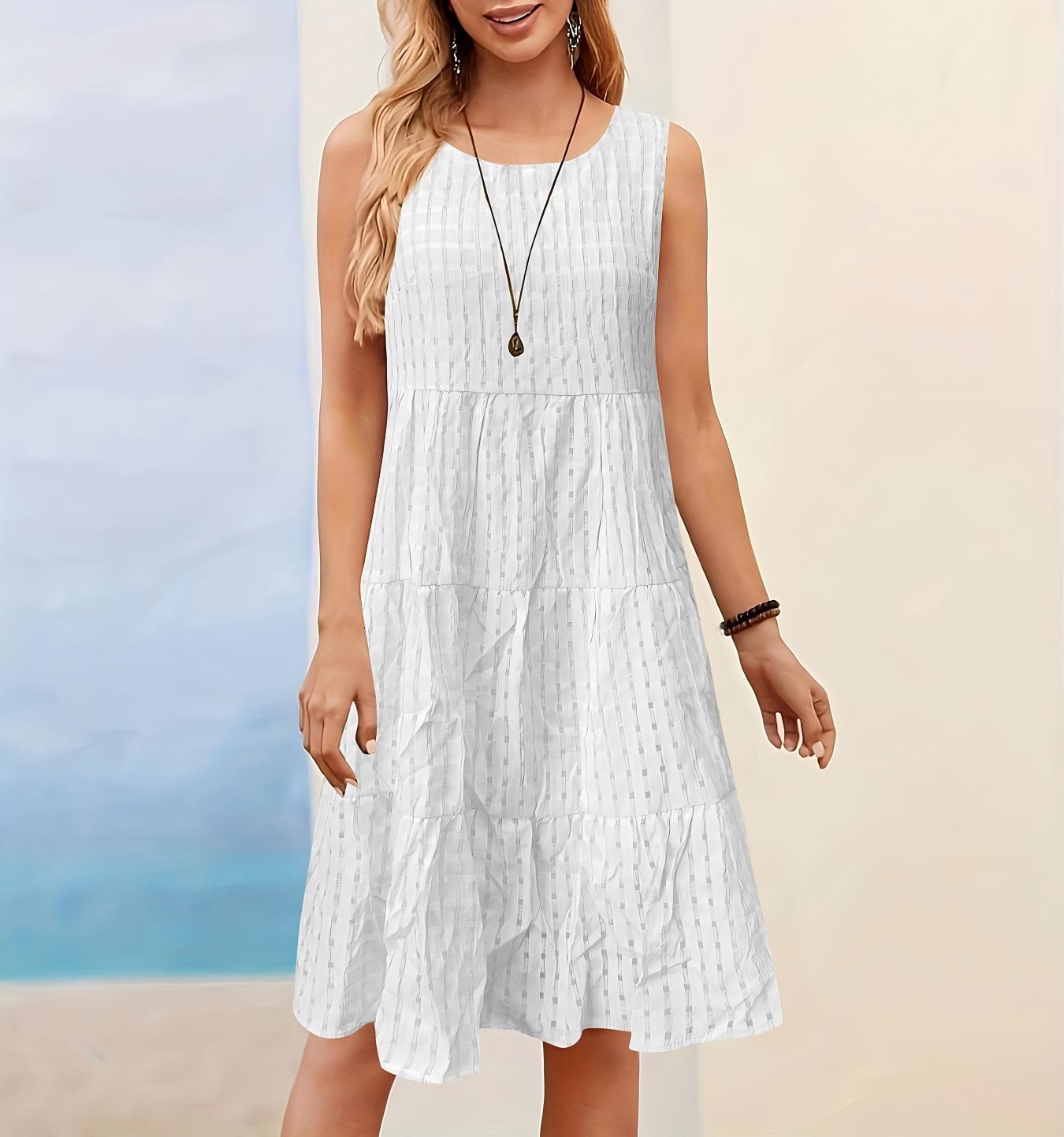 

New wish spring and autumn fashion women s casual solid color lunch break hollow vest dress S белый