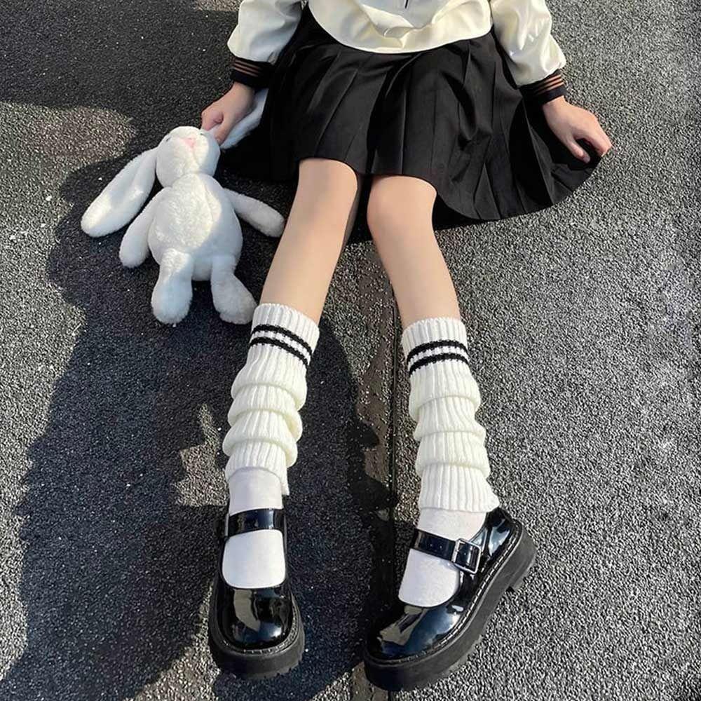 Black Leg Warmers Gothic Lolita Knit Long Socks Stylish Accessories  for Women