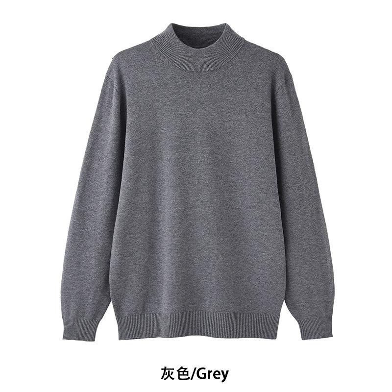 Autumn Winter Long Sleeve Inner Wear High End Mock Neck Sweater Men Korean Style Loose Casual Solid Color Knit Base Layer