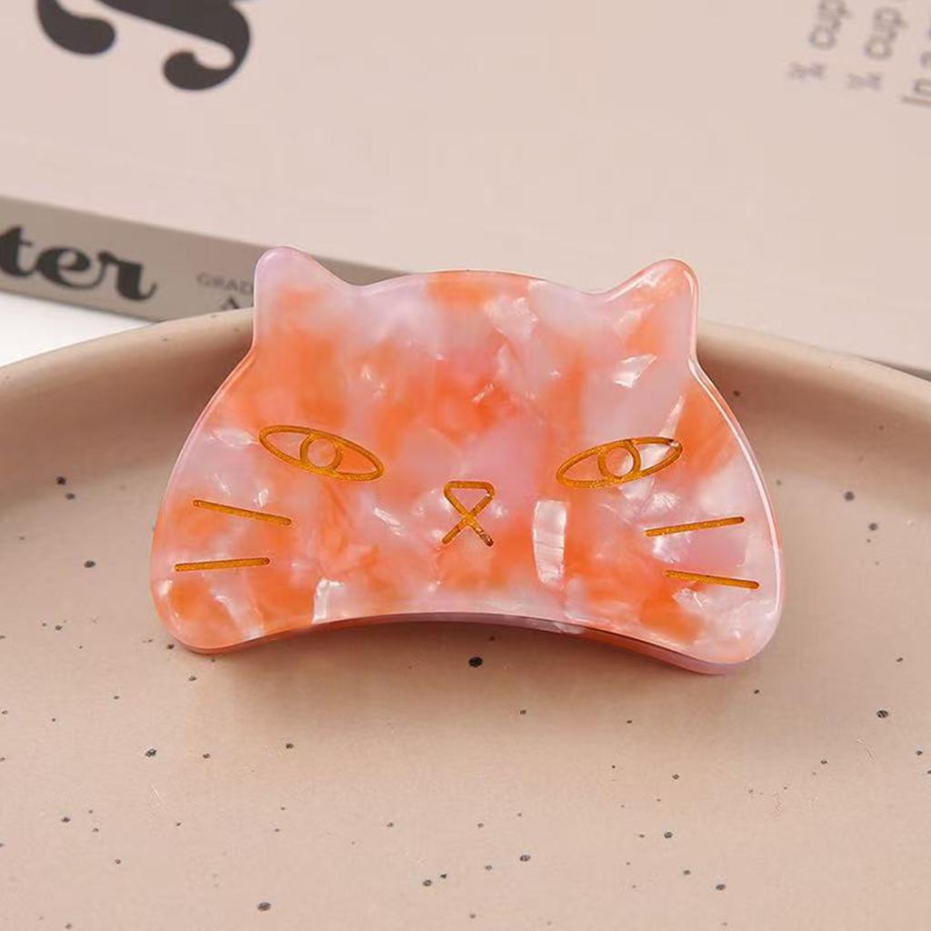 1pc Elegant Acetate Cat Grab Clip Metal Tooth Hairpin, Ladies Back of the Head Disc Hair Gripper, Cute Sweet Hair Scratch