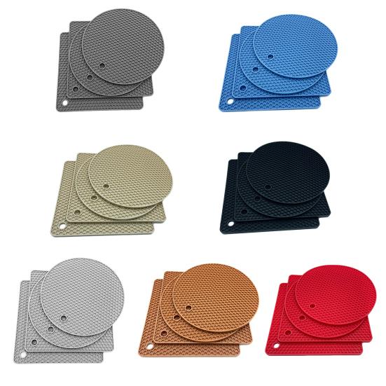 4Pcs Silicone Trivet Mats for Hot Dishes Heat Resistant Hot Pads Pot Holders Flexible Placemats Non-Slip Multi-Purpose Kitchen Tool