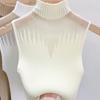 Mesh Knitted Top Women Tank Top Half Neck Vest Female Sleeveless Sweater Chic Cut Out Streetwear Solid Skinny Tube Top