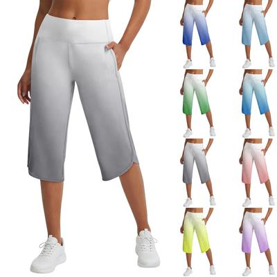 Women's High Waist Straight Leg Casual Athletic Capri Pants with Pockets Suitable for Yoga Travel and Everyday Wear