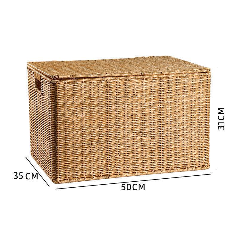 Extra großer Aufbewahrungskorb aus geflochtenem Rattanimitat mit Deckel für Kleidung