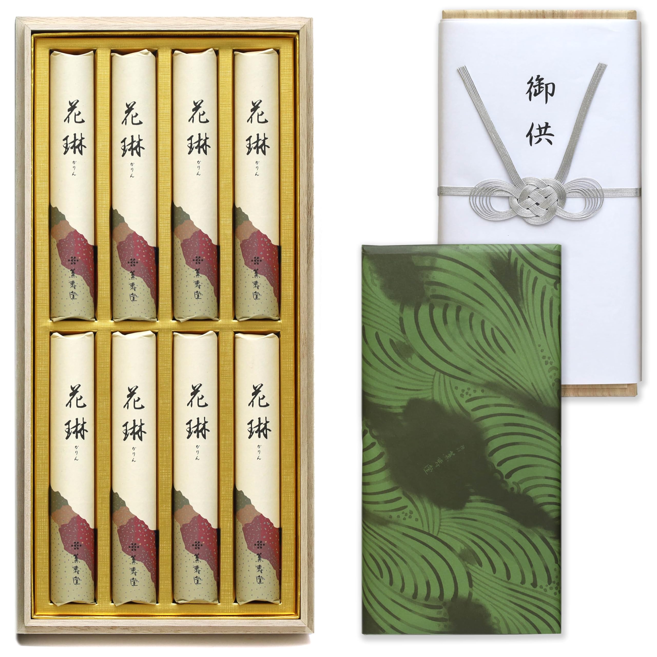 

Sympathy Incense Gift Set in Paulownia Wood Box [Karin Sandalwood with Inner Wrapping] Made in Japan, Low Smoke, Perfect for Memorial Services, 1st