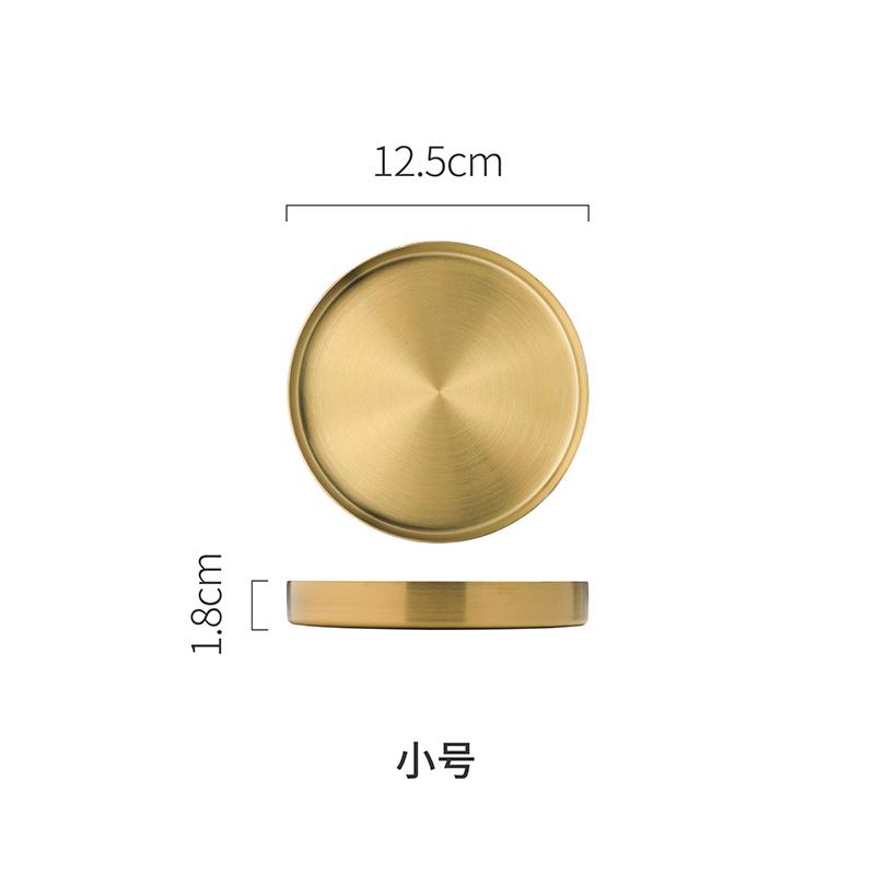 

Stainless Steel Decorative Plate Round Shape Golden Metal Tray Jewelry Storage Tray Desktop Ornaments Dessert Plate Cake Stand