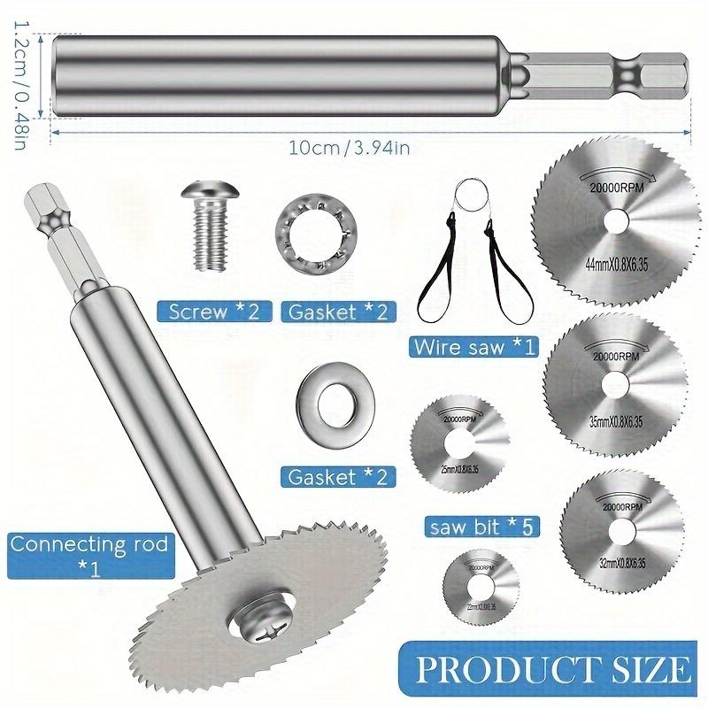 Suitable for 1/4-inch Hex Shank Rotary Saw High-Speed Steel Cutting Wheel - with Thin Disc Blades with 5 Replaceable Cutting Heads