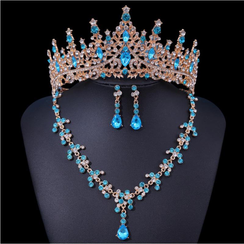 

Комплект свадебных украшений класса люкс с тиарой из стразов, головным убором для платья, серьгами с инкрустацией бриллиантами, колье и аксессуарами для фотосъемки