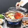 28-30 cm Edelstahl 1,5 mm 2 Gitter dick Doppel-Ohr-Suppenkocher Hot Pot Twin geteiltes Kochgeschirr Teller Induktionsherd