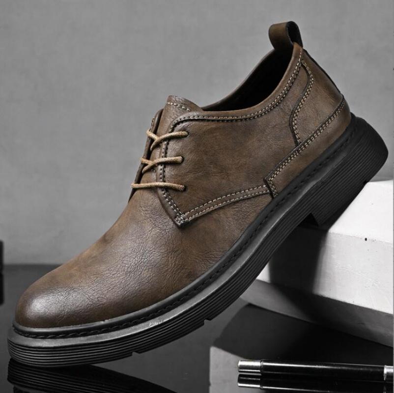 

Новые мужские туфли из натуральной кожи, деловые, рабочие, на плоской подошве, высокого качества, повседневные, мягкие, повседневные, удобные, мужские туфли 38 коричневый