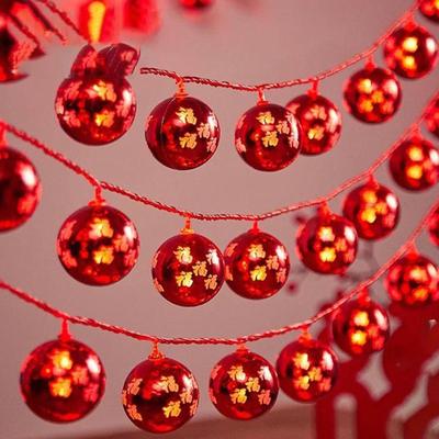 Red Bulb Lights Fu Character Chinese Year Lamps for Party Window Outdoor
