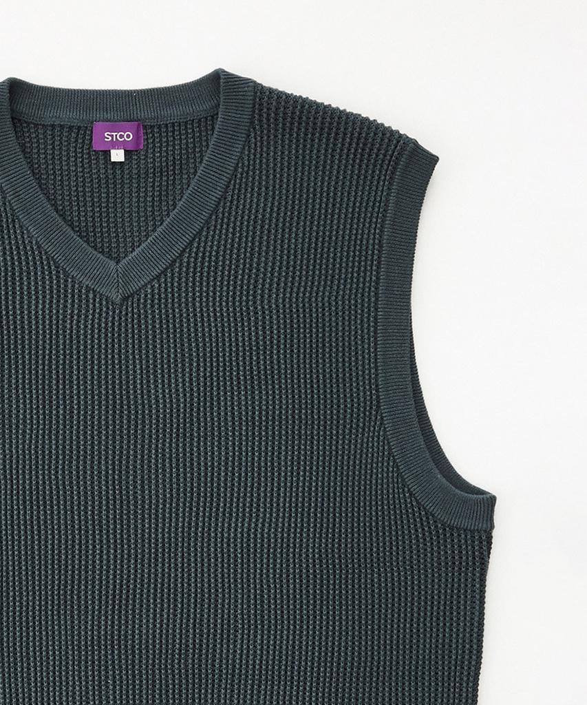 Stco V-Neck Knit Vest Green (Oversized)_Skvua02Ose