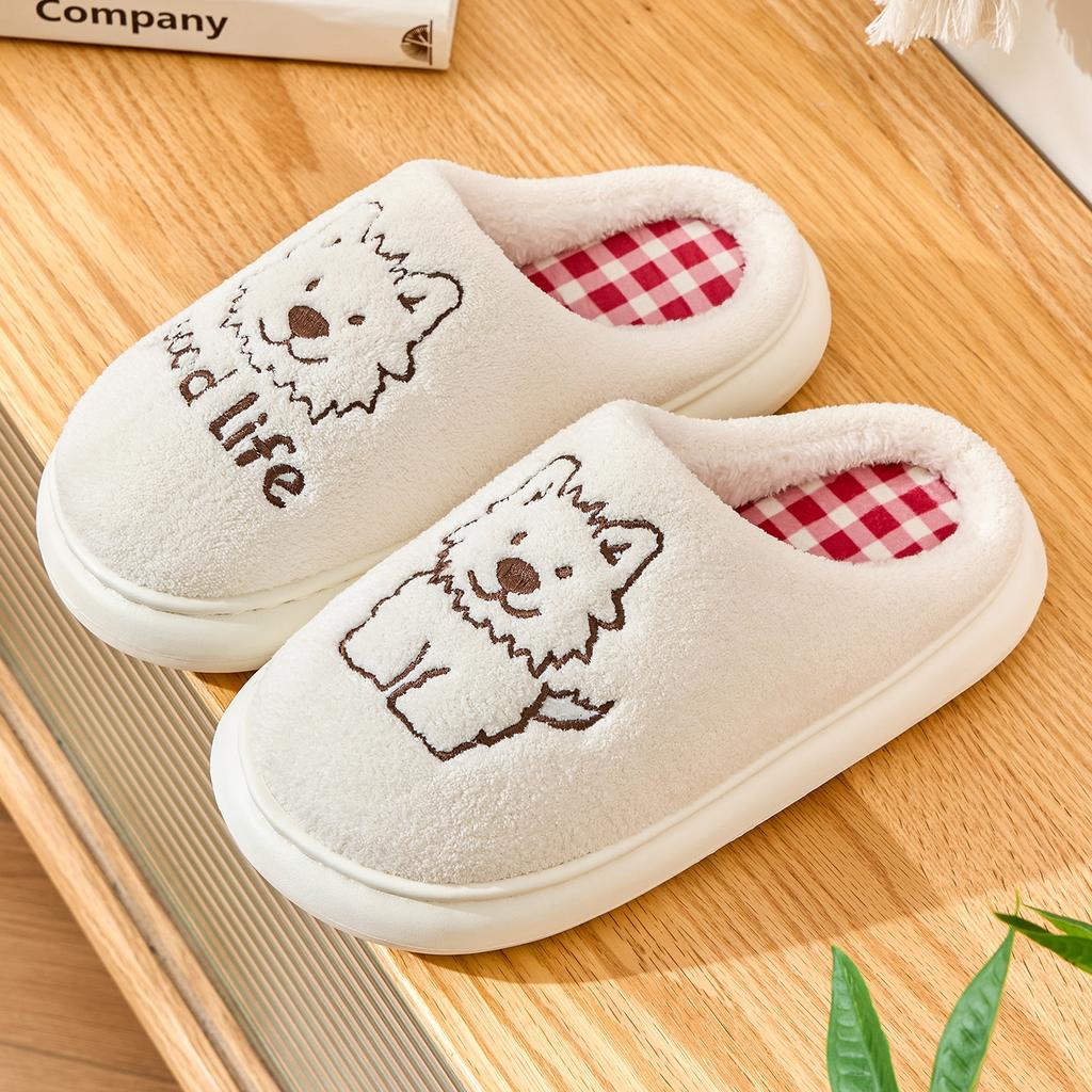 Cute Cartoon Cotton Slippers Autumn and Winter New Indoor Home Couple Thick-soled Warm Plush Cotton Shoes