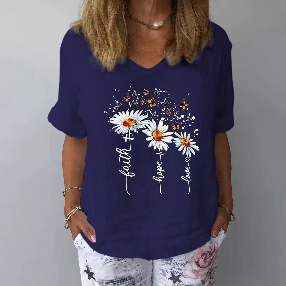 

GMXIA Женские модные повседневные летние блузки и рубашки с круглым вырезом с короткими рукавами XXXL