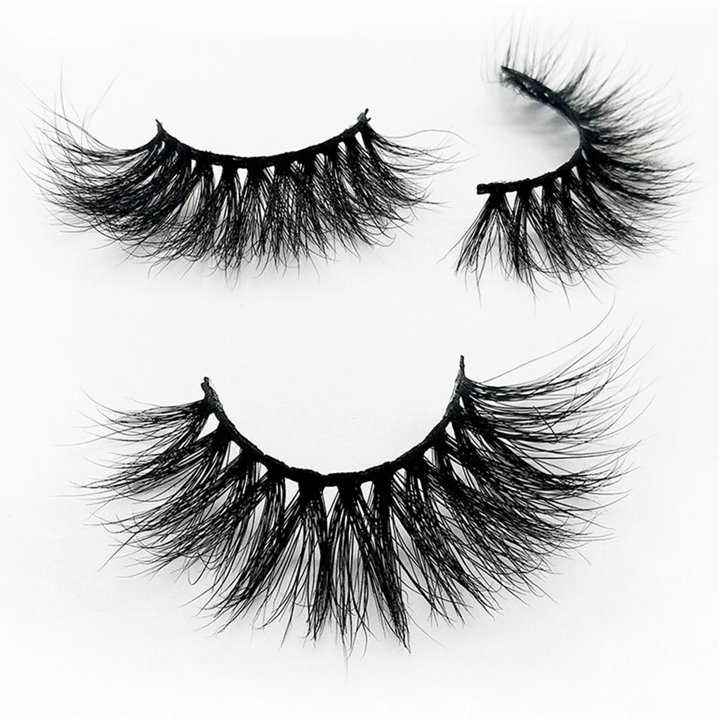 25MM False Eyelashes Dramatic Volume 3D Mink Lashes Long Thick Soft Reusable 1 Pair Faux Lashes Natural Look