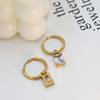 Stylish And Simple Women'S Ear Jewelry, High-End 18K Gold Titanium Steel Rectangular Zircon Earrings Batch