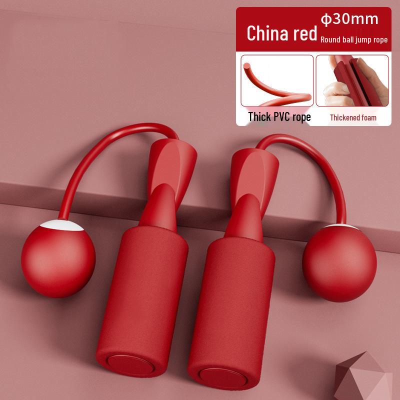 Cordless Quiet Dual-Use Weighted Jump Rope with Big Fitness Ball for Indoor Exercise