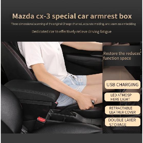 For Mazda CX-3 Armrest box Retrofit For Mazda 2 skyactiv version cx3 CX-3 Car Armrest Storage box car accessories Charging USB