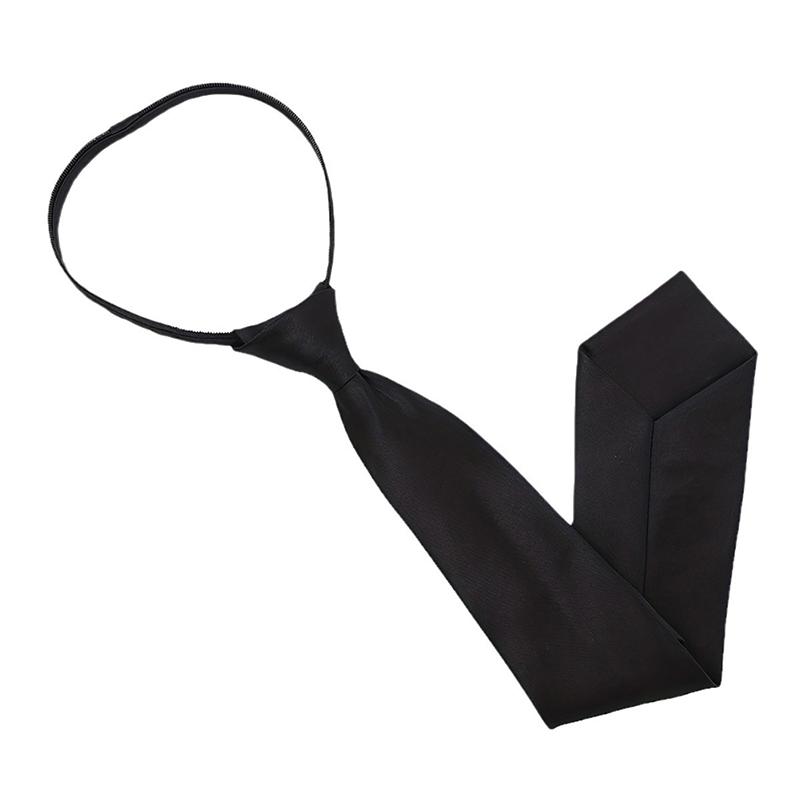 Unisex Sort Farve Simpel Clip-On Slips Smal Slips Uniformsskjorte Jakkesæt Halskæder Til Mænd Kvinder Dovne Halskæder Tøjtilbehør