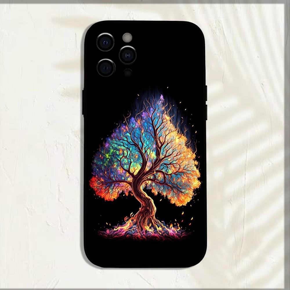 

Tree of Life Space Phone Case For iPhone 16,15,14,13,12,11,Pro,X,XS,Max,XR,Plus,Mini Soft Black Cover iPhone14
