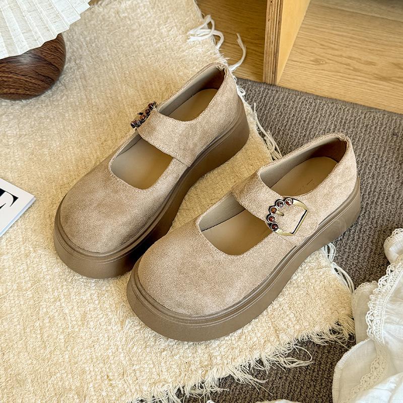 2025 ny vår og høst med skjørt små skinnsko rund tå japanske jk enkeltsko loafers plattform Mary Jane damesko