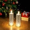 2Pcs Rose Projection Crystal LED Candle Light Transparent Battery Powered Christmas Decoration Lights Romantic Atmosphere