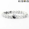 New Distance Classic Natural Stone White Black Yin Yang Beaded Bracelet for Men Women Best Friend Gift