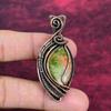 Unakite Gemstone Pendant Copper Wire Wrapped Handmade Pendant Designer Jewelry