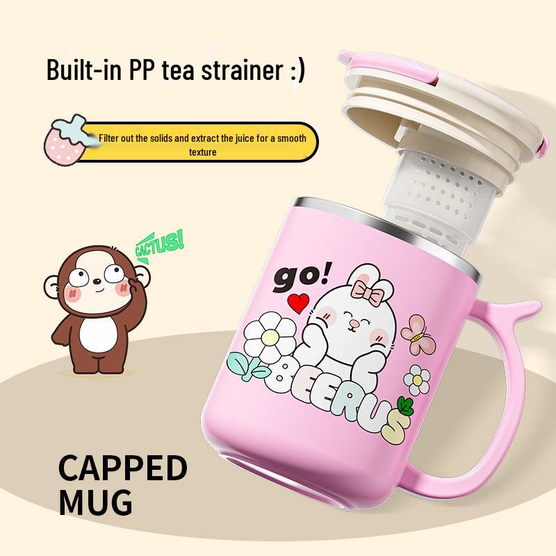 Beerus Double-Layer Insulated Mug with Lid and Tea Infuser - Leak and Dust Proof Office Cup