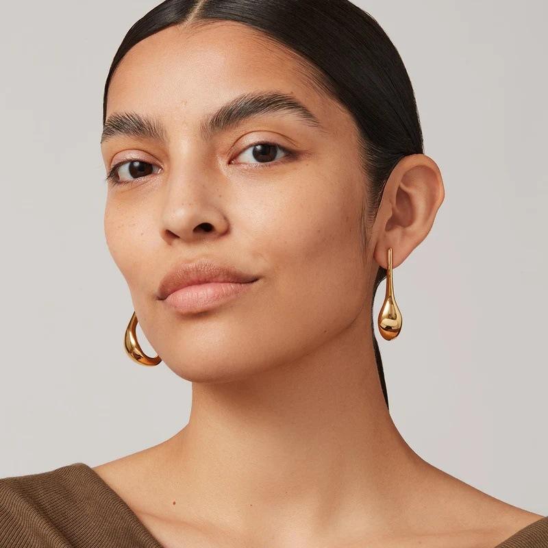 Niche Personalized Copper Plated 18K Real Gold Irregular Line S925 Silver Needle Stud Earrings French Retro Fashionable Earrings Women