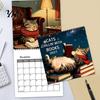 Academic Year Wall Planner 2027 Reading Cat Calendar, 7.87 x Inch Monthly Hanging Large Writing Grid with Thickened Paper And Spiral Binding for Home