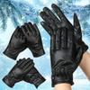 Autumn Winter Thick Touch Screen Gloves Sport Cycling Gloves PU Leather Mitts Full Finger Mittens