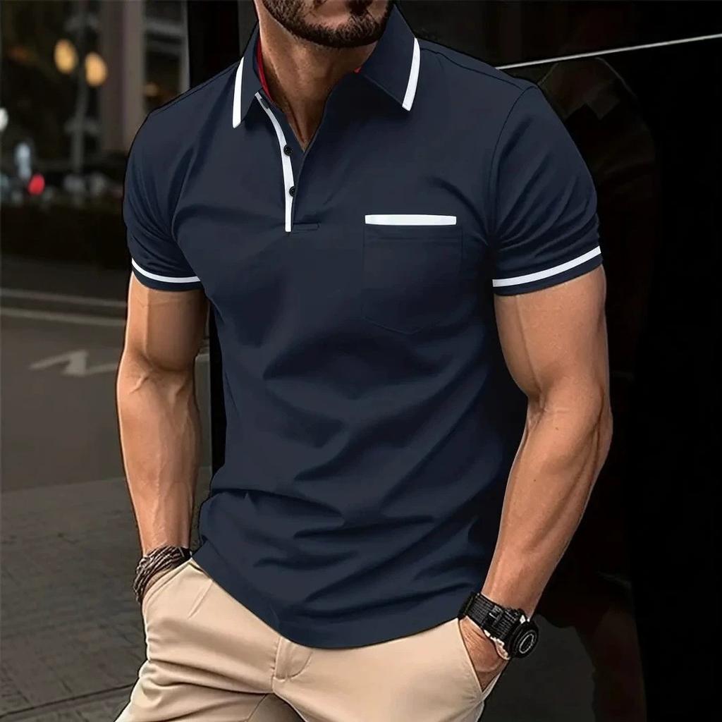 Men Summer Short Sleeve Fashion Loose Pure Color Polo Shirt Men High Elasticity Sport Comfortable Golf Polo Shirt Tops