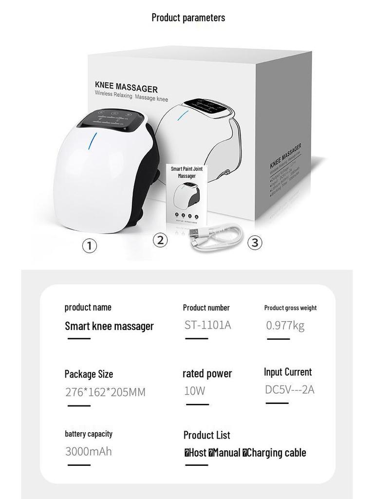 Smart Rechargeable Knee Massager with Red Light Therapy, Heat Compress, and Vibration for Joint Relief