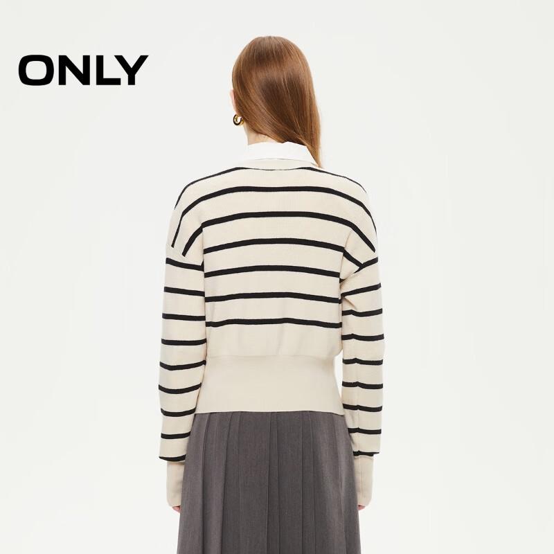 ONLY Women's V-Neck Striped Knit Cardigan
