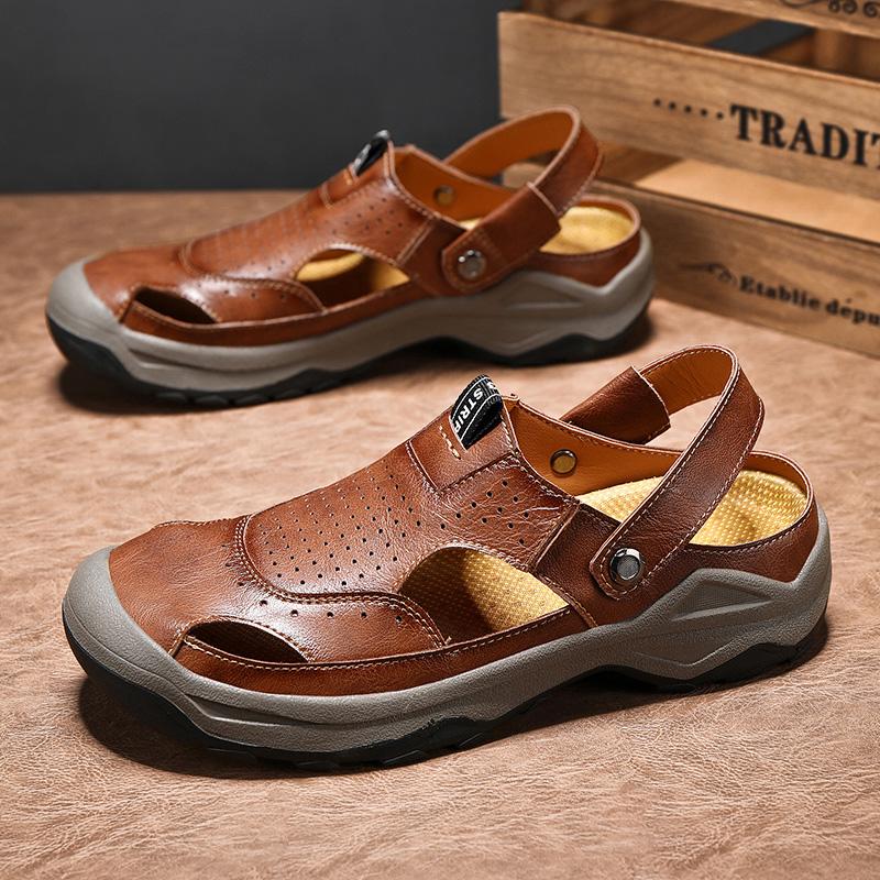 Fashion Men's Shoes Handmade Mens Loafers Luxury Brand Mens Slip on Walking Shoes Breathable Beach Sandals Leather Fashion Flats Men