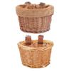 Kids Bike Basket Bicycle Wicker D-shaped Baskets Child Scooter Front Storage Basket With 2 Leather Strap For Cycling Accessories