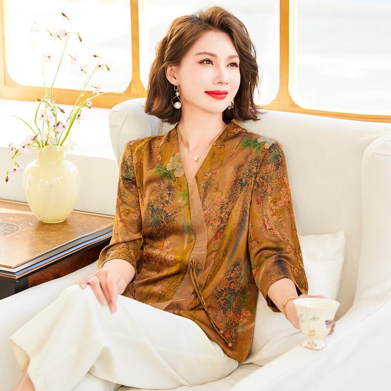 Jianhu Chinese Style Loose Summer T-Shirt for Mid-Aged Women XXL