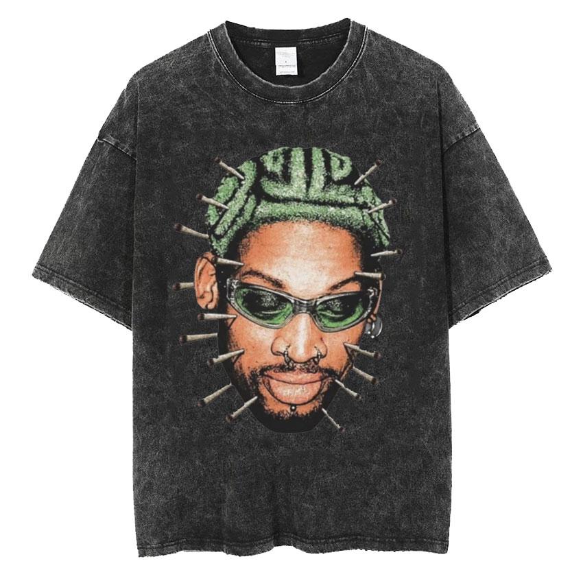 New Arrival Mens Clothes Washed Tee Shirt TShirts Men Tshirt for Men Ropa Hombre Dennis Rodman Classic Rare Black Homage