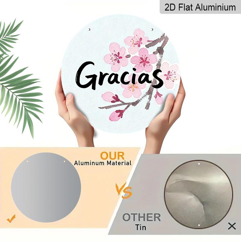 2D Flat Retro Aluminum Wall Stickers in Various Sizes, Featuring Cherry Blossoms and Watercolor Floral Spanish Thank-you Notes, Perfect for Home