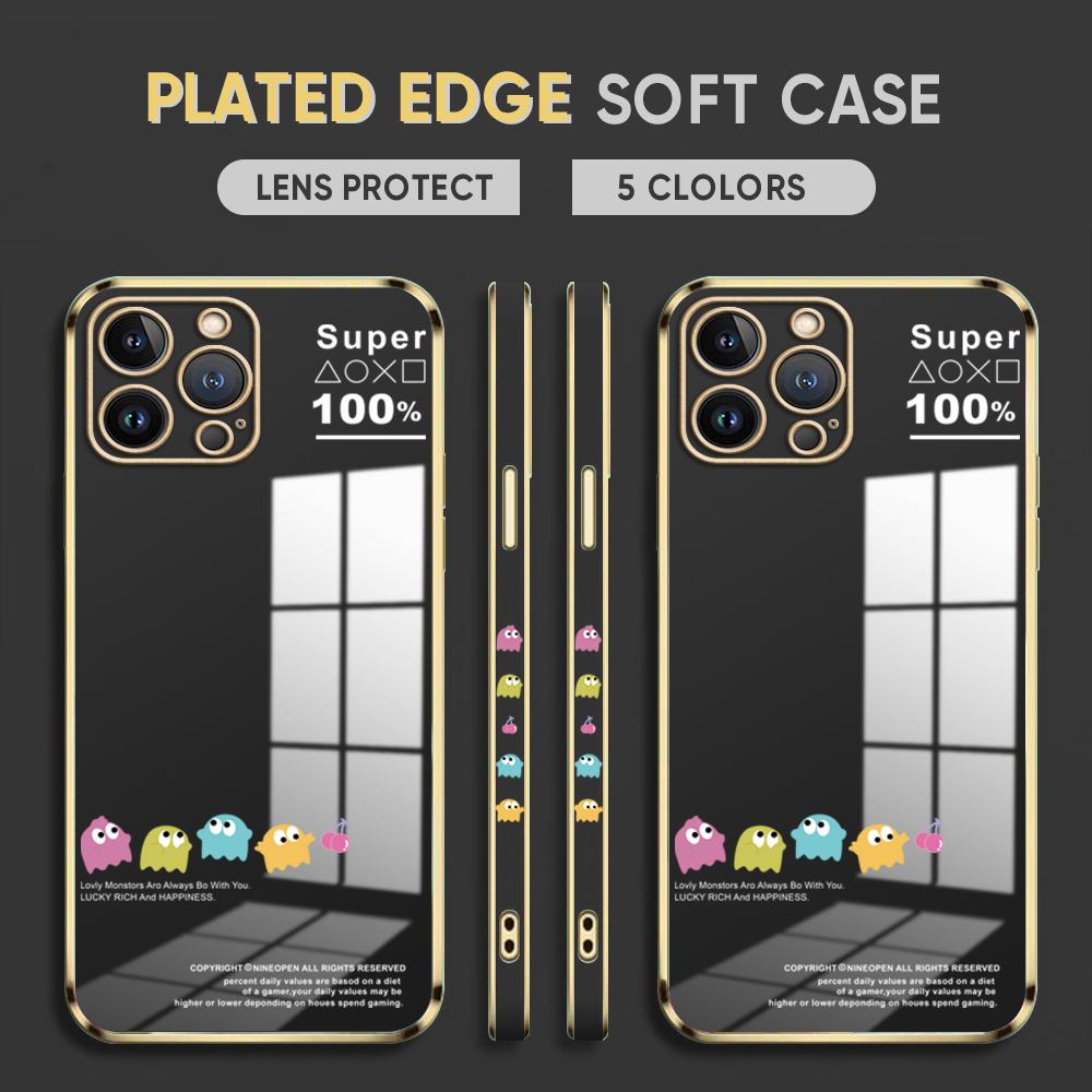 Lovely Cartoon Pattern Plating Phone Case for iPhone 11 13 15 Samsung Galaxy A52 Xiaomi Redmi 12C Note 10 Pro Oneplus Soft Smartphone Cover Cases